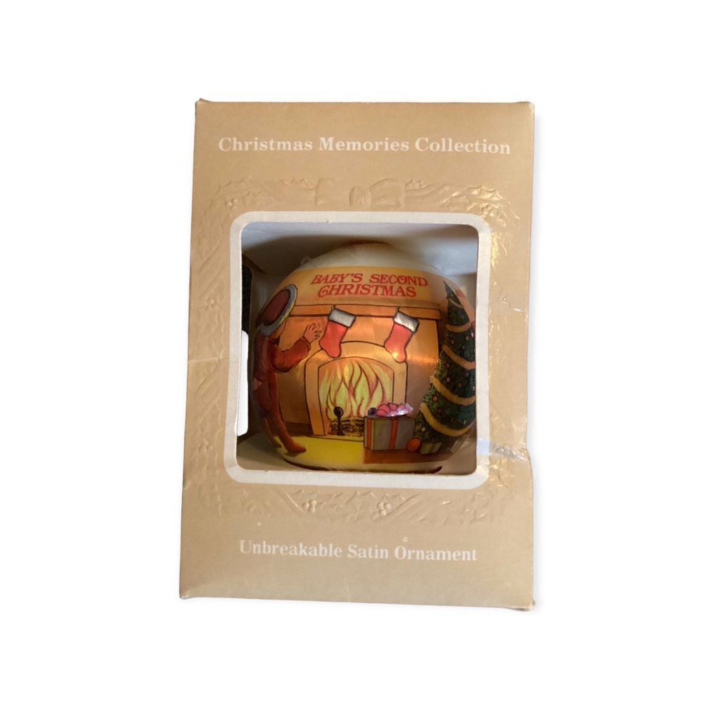 Vintage 1986 Baby’s Second Christmas Made In The USA Unbreakable Ornament
